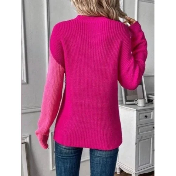 Beautiful Two Tone Drop Shoulder Sweater Pullovers - Picture 2 of 8
